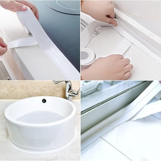 2PCS Caulk Tape Sealant Strip, PVC Self Adhesive Tub and Wall Sealing Tape Caulk Sealer for Bathroom Caulking Tape Shower Caulk (1.5" x 10.5Ft)