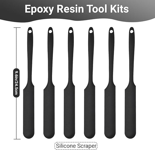 Gartful 6PCS Silicone Spatula Sticks, Non-Stick Epoxy Resin Mixing Sticks Scraper Tools, Reusable Stirring Rods for Resin, Paint, Waxing, Liquid, Arts Crafts Supplies, Facial Mask, Black