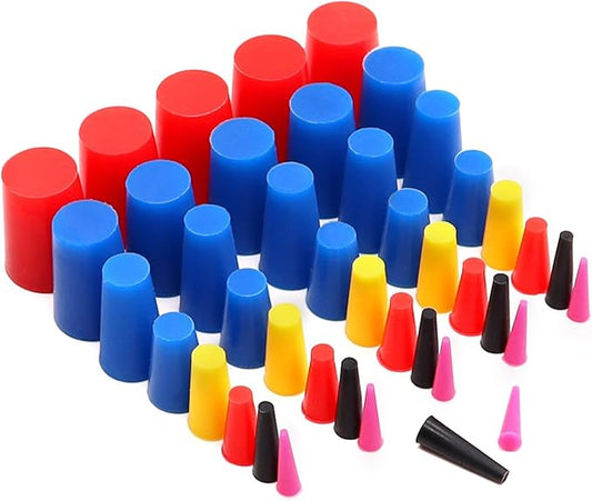 Tnisesm 42Pcs High Temp Silicone Rubber Tapered Plug Kit 1/16" to 3/4" for Powder Coating, Cerakote, Paint & General Sealing - Non-Toxic, Flexible & Reusable