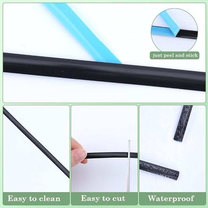 GORGECRAFT 9.84 Feet x 0.31 Inch Caulk Strip Self Adhesive Peel and Stick Molding Trim Strips Black Decorative Caulking Gap Sealant Edging Tape Border for Stove Sink Toilet Bathtub Wall Edge Cabinet