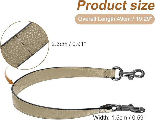 uxcell 19.29 Inch PU Leather Short Bag Strap with Clasp, Purse Handles Handbags Replacement Straps for Clutch Bag Underarm Bags, Khaki, Grey Buckle