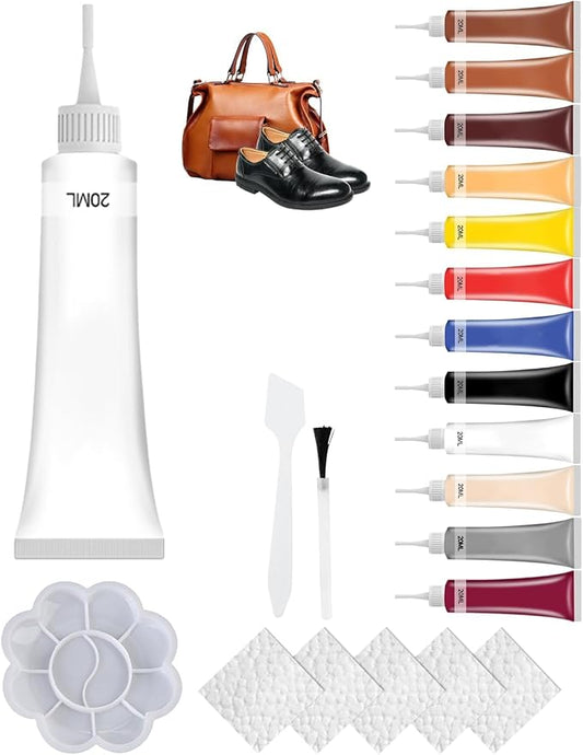 2026 New Advanced Leather Repair Gel, Upgrade Leather Repair Kit for Car Seat Vinyl Repair Kit, Professional Leather Repair Coloured Cream Gel, Multifunctional Couch and Jacket Repair Kit (A10)
