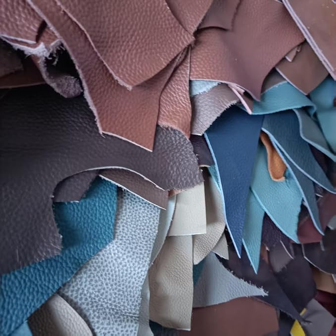 Leather Scraps, 0.8-1.4mm (2-3.5oz) Thick Genuine Cowhide Scraps, Leather Scrap for Tools/Crafts/DIY, Mixed Colors,Leather for Crafting(Thin,500 Grams)
