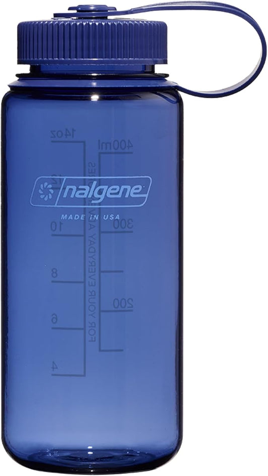Nalgene 16 oz Wide Mouth Water Bottle | Slim Cup Holder Size, BPA-Free, Durable & Leak Proof, Lightweight Travel Bottle, Denim
