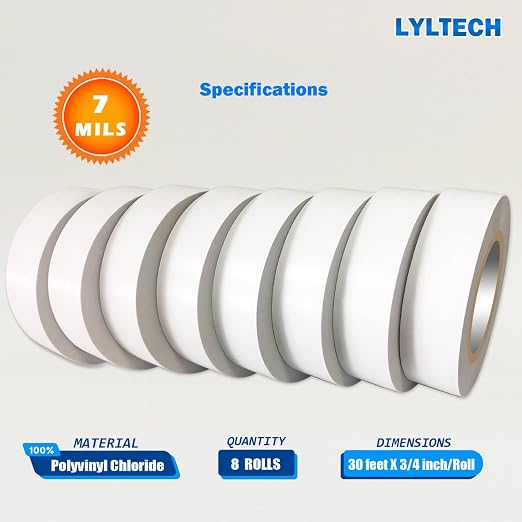 LYLTECH White Vinyl Electrical Tape 8 Rolls 7mil 3/4in x 30ft | Waterproof, strong adhesive, durable & easy wrap, high temperature resistant vinyl tape for home electrical wiring insulation