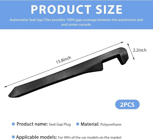 2 PCS Car Seat Gap Filler, PU Leather Car Seat Side Gap Filler to Fill The Gap Between Seat and Console, Universal Car Seat Gap Filler to Prevent Item from Falling for Most Vehicles (Black)