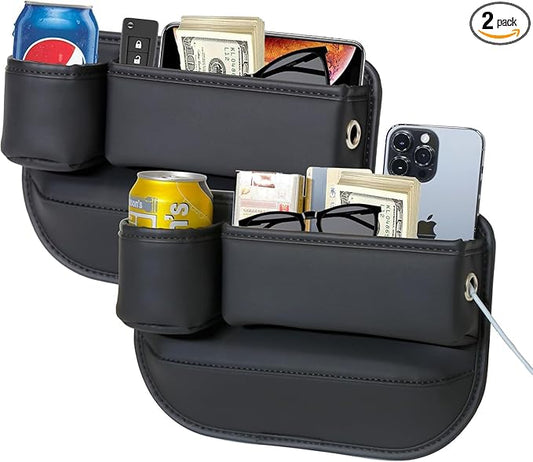Anti-Drop Car Seat Gap Filler Organizer, Premium Leather Console Organizer, Easy Access to Phone/Keys, Universal Fit for Car SUV Truck Multi-Purpose Essentials Organizer(2PC)