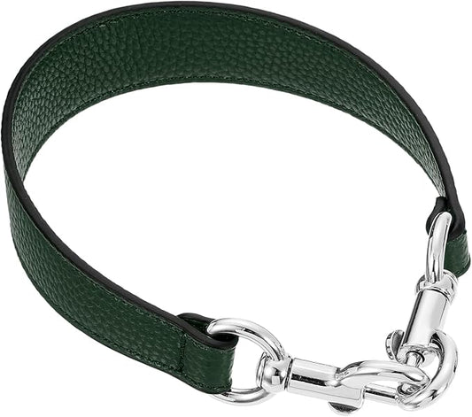 uxcell 14.17 Inch PU Leather Short Bag Strap with Clasp, Purse Handles Handbags Replacement Straps for Clutch Bag Underarm Bags, Dark Green, Silver Buckle