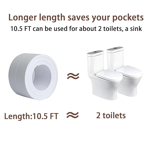 Waterproof Caulk Tape - Self-Adhesive Sealer for Toilet, Bathroom, Bathtub & Floor Edges