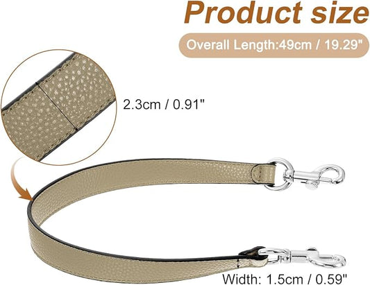 uxcell 19.29 Inch PU Leather Short Bag Strap with Clasp, Purse Handles Handbags Replacement Straps for Clutch Bag Underarm Bags, Khaki, Silver Buckle