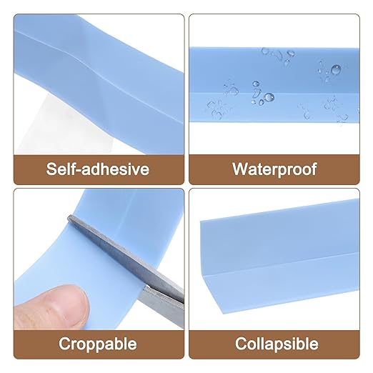 uxcell 4 Rolls Grey Caulk Sealant Strip Waterproof Self Adhesive 0.87" x 10.5Ft Toilet Caulk Tape, Bathtub Caulk Sealing Strip for Kitchen Countertop, Sink, and Floor Edge Protector