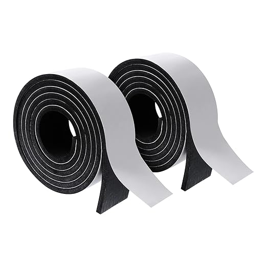 High Density Foam Tape - 2'' x 1/4'' x 6.5Ft (2 Rolls) Weatherproof Adhesive Prevent Condensation Heat Resistant Weather Stripping Easy to Cut & Install & Remove for Car Doors Pipes Windows