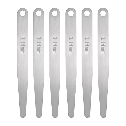 HARFINGTON 6pcs Metric Thickness Feeler Gauge 0.14mm Single Blade Oval Feeler Gauge 304 Stainless Steel Gap Measuring Tool for Repair Valve Guitar Spark Plug