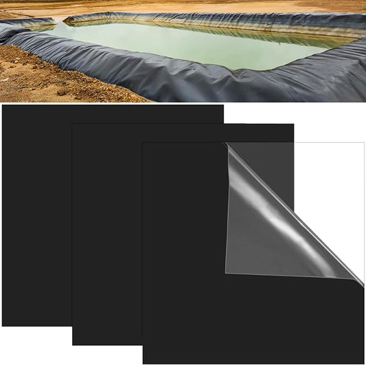 3 Pcs 8 x 8 Inches Pond Liner Repair Patch Self-Adhesive EPDM Liner Repair Patch Kit Thickened EPDM Pond Liner Seam for Garden Pond Patch Cover Liner Repair
