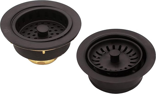 Westbrass CO2165S-12 COMBO PACK 3-1/2" Post Style Large Kitchen Sink Basket Strainer and Waste Disposal Drain Flange with Basket Strainer, Oil Rubbed Bronze