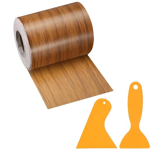 PATIKIL Wood Grain Repair Tape, 2" x 33' Self Adhesive Realistic Wood Tape with Scraper Durable Repair Patch for Furniture Floor Window Door Table DIY Home Decor, Ash-Tone Grain