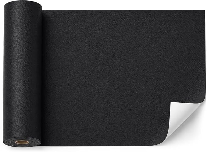 BOUYEER Leather Repair Patch Tape Kit,Self Adhesive Leather Repair for Sofa，Car Seat,Office Chair,Furniture,Jacket,Waterproof Strong Adhesive Vinyl Repair Kit. 23 in x 79 in,Black