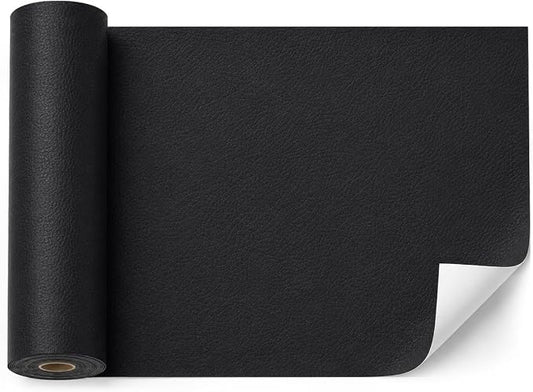 BOUYEER Leather Repair Patch Tape Kit,Self Adhesive Leather Repair for Sofa，Car Seat,Office Chair,Furniture,Jacket,Waterproof Strong Adhesive Vinyl Repair Kit. 23 in x 79 in,Black