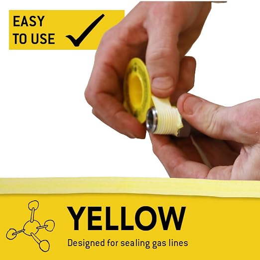 Gasoila Yellow PTFE Thread Seal Tape – Professional-Grade, 1/2 Inch x 260 Inch, High-Density Thread Tape for Gas Lines – Leak-Proof Seal, Non-Toxic, Pack of 24