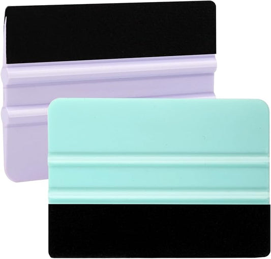 WRAPXPERT Squeegee for Vinyl- Felt Vinyl Squeegee 2 Pcs,Purple and Teal Squeegees Scraper Tool Kit for Crafts Car Wrap Window Tint Wallpaper Glass Film Application
