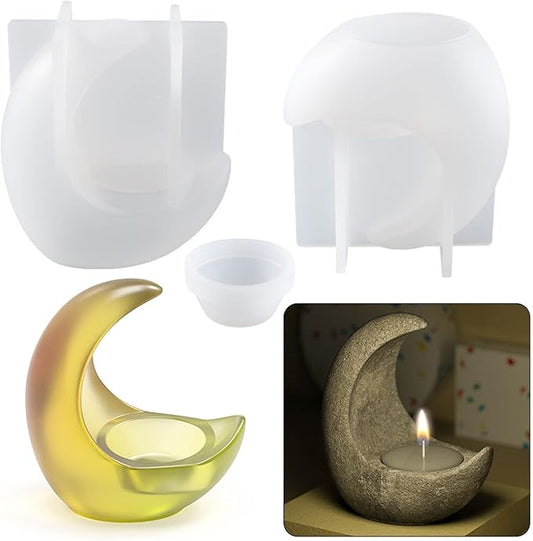 Moon Candle Holder Resin Mould, DIY Silicone Mould for Home Decorations