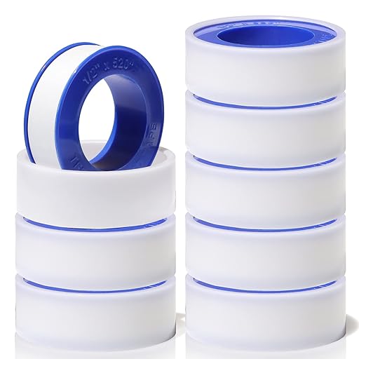 MEBMIK 8 Rolls Teflon Tape, 1/2 Inch X 520 Inches, PTFE Plumbers Tape, Thicker, Water Pipe Sealant, Prevent Leakage