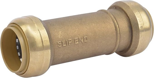 SharkBite 1 x 1 in Slip Coupling, Push-to-Connect Brass Plumbing Fitting, U3020LFA