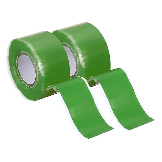 uxcell 2 Pcs Self Fusing Silicone Tape, 1" x 10ft Waterproof Water Leak Sealing Tape for Plumbing Pipe Hose Repair Handles, Green
