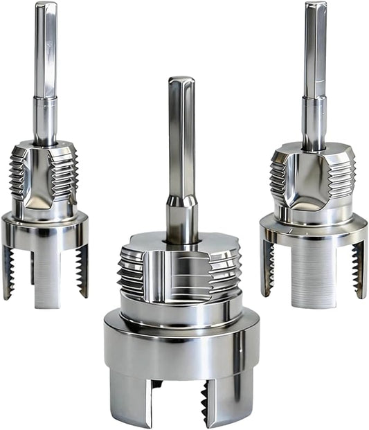 3pcs Pvc Pipe Threader,Dual-Function Internal & External Pipe Threading Tool, High-Quality Thread Cutter For 1/2"&3/4"&1" Plastic Pipes, Drill Compatible Threader For Plumbing Repairs (silver)