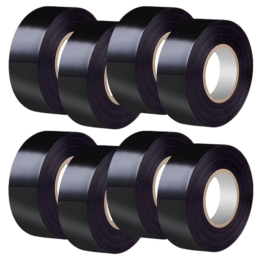 LYLTECH Black Vinyl Electrical Tape 8 Rolls 7mil 3/4in x 30ft | Waterproof strong adhesive durable easy wrap insulation tape, high temperature resistant for general electric wiring use