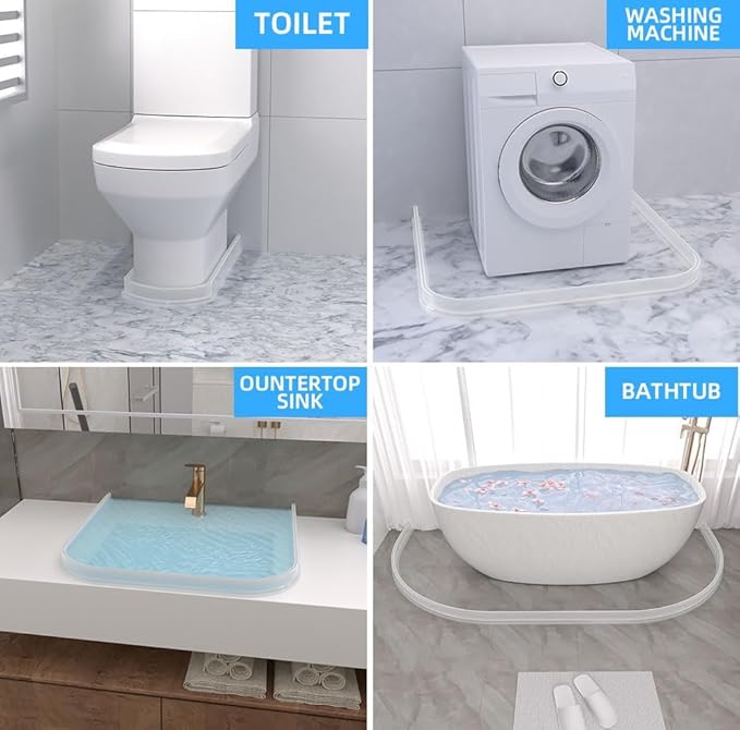 Duzzy 67 Inch Shower Threshold Water Dam, Shower Water Guard to Keep Water in Shower, Shower Water Stopper Dry and Wet Separation Suitable for Bathroom and Kitchen (Clear)
