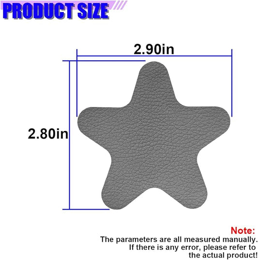4PCS Stars-Shaped Car PVC Leather Repair Patch Tape, Self-Adhesive Car Seat Tear Repair Kit, Wear-Resistant Auto Interior Decoration Sticker Accessories for Furniture, Upholstery (Gray)