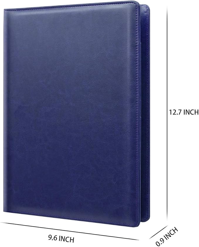 Padfolio Clipboard Folder Portfolio, Faux Leather Storage Clipboard with Cover for Letter Size A4 Writing Pad Pen Holderfor Business Office Conference Notepad Clip Boards, Blue