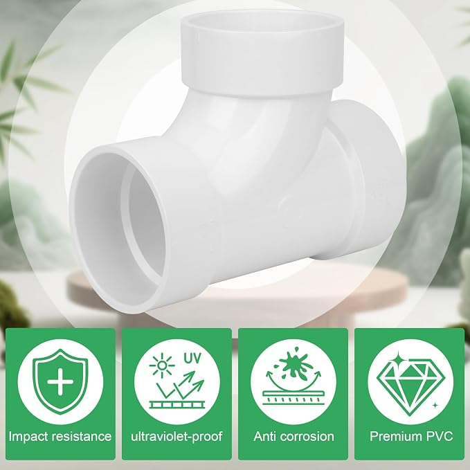 4IN PVC DWV Sanitary Tee 3-Way PVC Pipe Fittings Adapter Furniture Build Grade SCH40 PVC Elbow Fittings Connector for Drain, Waste, Vent