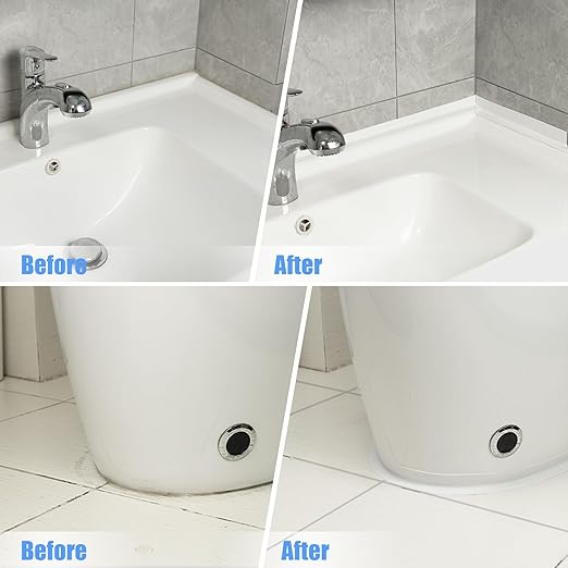SENKEI Caulk Tape 3 Rolls 1.5in x 10.5ft Shower Door Bottom Seal, White Caulking Strip for Waterproof Trim in Toilet, tub, Kitchen & Walls, Kitchen Sink Splash Guard, Home Improvement caulking Tool