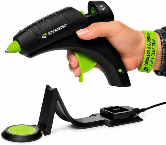Surebonder Cordless Hot Glue Gun, High Temperature, Full Size, 60W, 50% More Power - Sturdily Bonds Metal, Wood, Ceramics, Leather & Other Strong Materials (Specialty Series CL-800F)