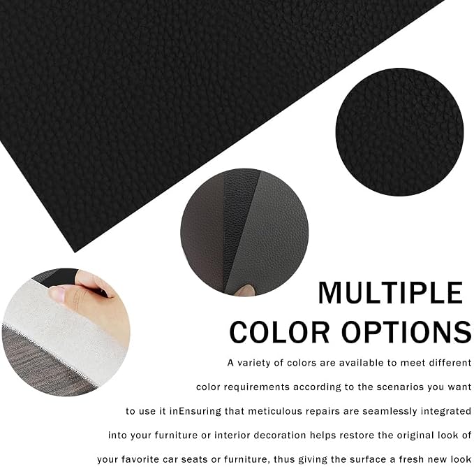 2PCS Vinyl and Leather Repair Kit, Leather Car Seat Repair Kit, 4 x 8 Inch Self Adhesive Waterproof Automotive Seat Patch, Car Fabric Sofa Vinyl Tape for Vehicles, Couches, Furniture (Black)
