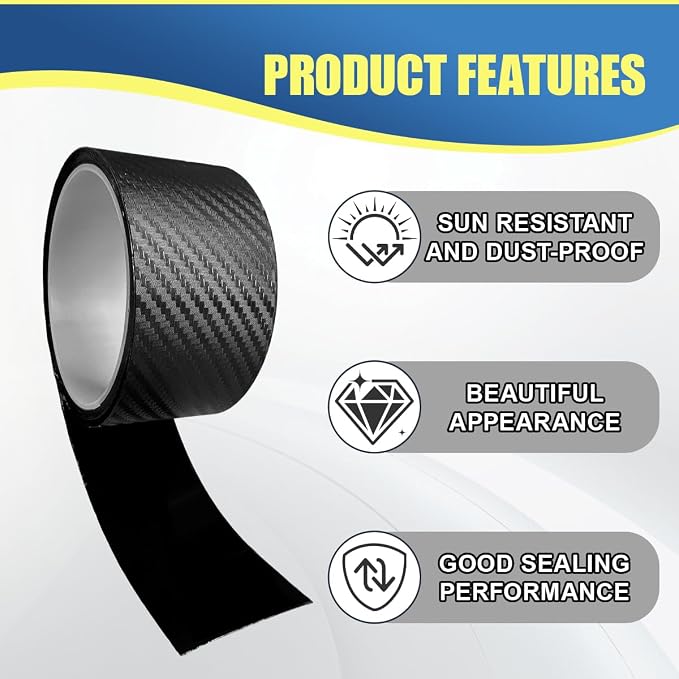 Car Sunroof Seal Strip, Waterproof Carbon Fiber Car Roof Window Edge Sealant Tape, Self-Adhesive Auto Weather Stripping, Vehicle Sunroof Leak-Proof Protection Trim for Trucks, SUVs (6M-19.7Ft)