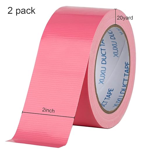 XUXU 2 Pack Pink Duct Tape Heavy Duty Waterproof, Strong Adhesive for Indoor Outdoor Repairs, 40 Yards x 2 Inch Total