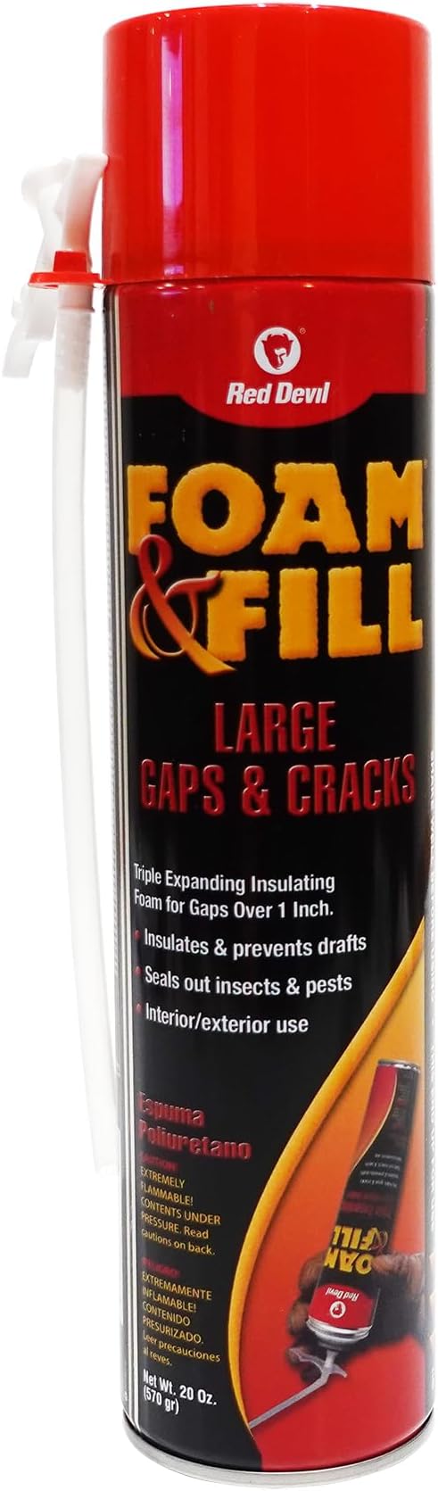 Red Devil 0912 Spray Foam, Fill Large Gaps, Cracks Expanding Insulation Polyurethane Sealant, 20 oz., Off-White, Pack of 1