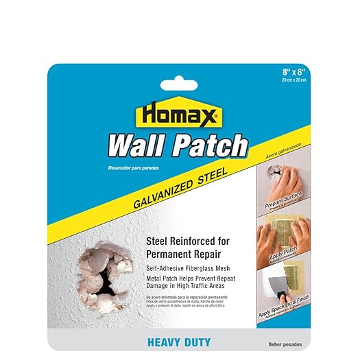 Homax Wall Patch, Galvanized Steel, 8"x8", Heavy Duty Patch, Repairing Drywall Holes