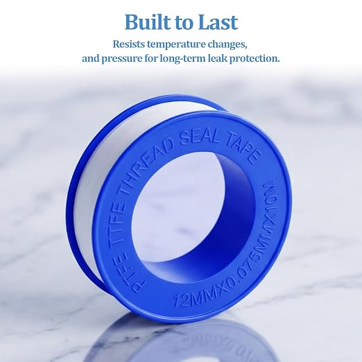12 Pack PTFE Plumbers Tape Professional Thread Seal Tape for Pipe Sealing, Teflon Tape for Plumbing Leak Prevention, Suitable for Home, Office, and Industrial Use (1/2" x 393")