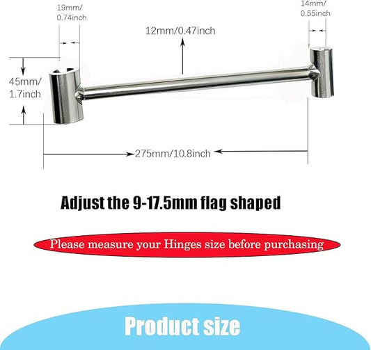 Door Hinge Gap Adjusting Wrench Tool, Upgraded Rolled Steel Door Hinges Adjustment Tool, 14-19mm Gap Adjusting Wrench, Rust-Proof Door Jamb Hinge Jig for Residential, Fire Doors, Light Sliver