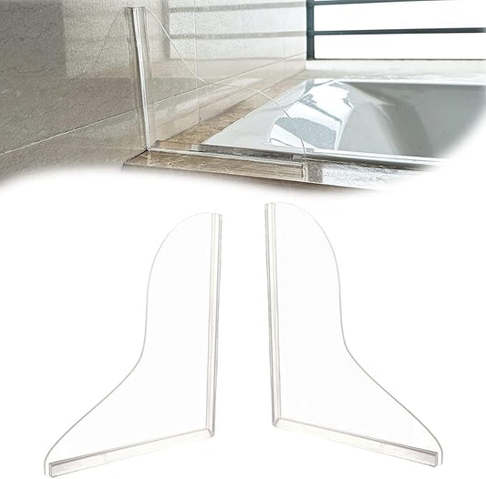 2Pack Shower Splash Guard for Bathtub,Walk in Shower Water Guard Made of Acrylic,Designed to Keep Water in Shower and to Seal Tub Corner, Shower Corner, and Bathroom Sink (Clear)