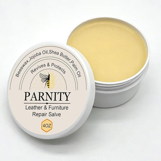 Furniture Salve for Leather & Wood with Sponge 4oz | Polisher, Restorer and Conditioner for Couches, Furniture, Car Seats, Boots, Bags, Prevent Cracking or Fading (Light gray)