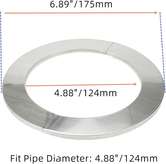 Wall Split Flange, Stainless Steel Round Escutcheon Plate for 4.88"/124mm Diameter Pipe, Pack of 2