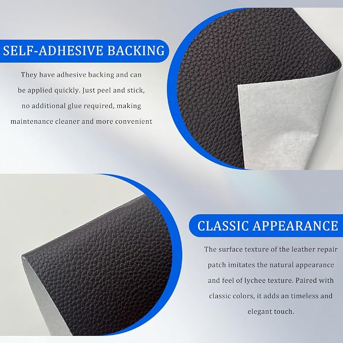 2PCS Leather Repair Patch Tape, Leather Repair Kits for Couches and Cars, Vinyl Repairs Patch, Car Waterproof Self Adhesive Leather Tape Repair Kit for Furniture Couches Chairs (Brown)