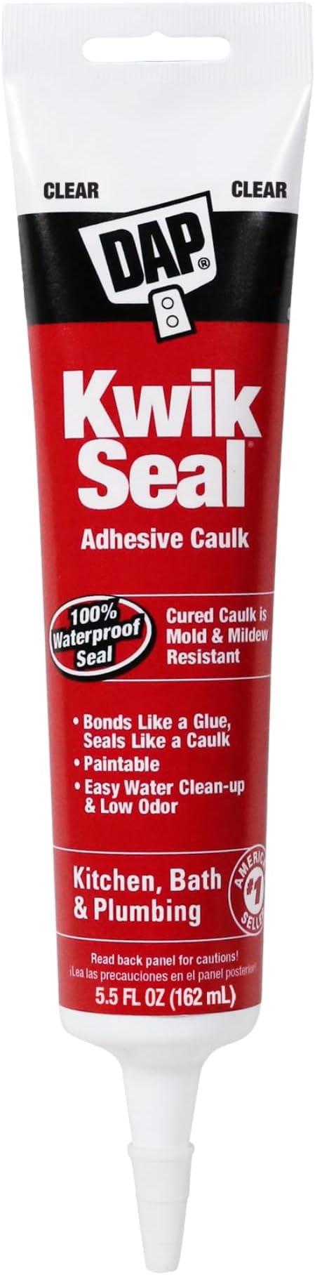 Dap 18001 6 Pack 5.5 oz. Kwik Seal Kitchen and Bath Adhesive Caulk, White