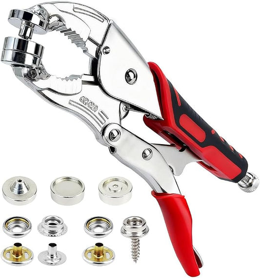 Heavy Duty Snap Fastener Tool, Snap Kit with 140 Pcs, Punching Capable, Magnetic Mold, Beginner-Friendly Snap Installation Tool, Boat Covers, Leather & Fabric Repair Installation