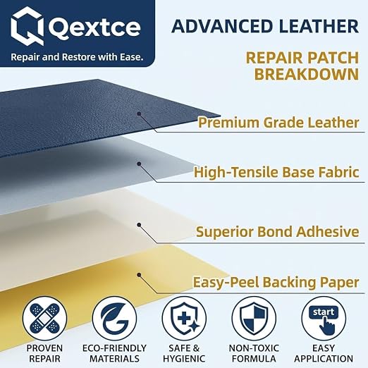 Qextce Leather Repair Patch Tape, Beige, 17x100 Inch | Self-Adhesive, Waterproof, Wear Heat Resistant, For Furniture, Car Seat, Sofa, Couch, Luggage